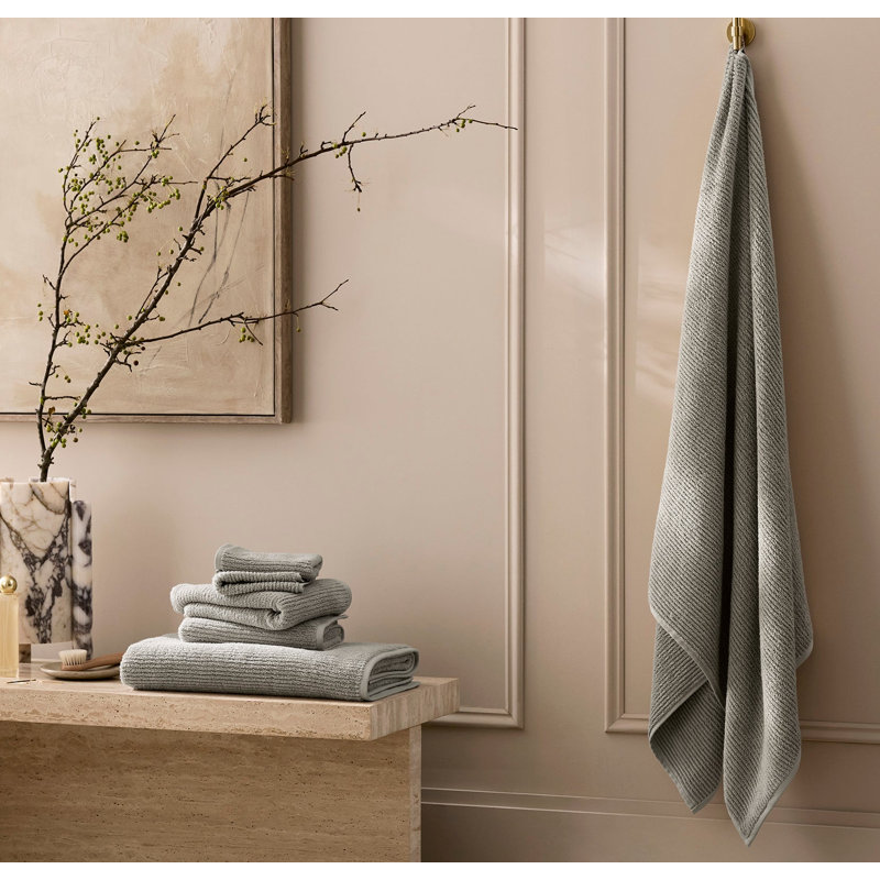 Turkish Ribbed Ribbed Bath Sheet, Pewter