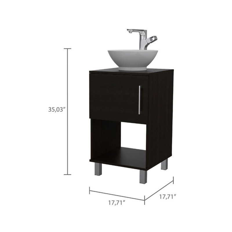 Meuble-lavabo simple à 1 tablette Wengue noir