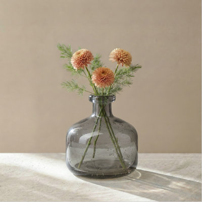 5" Grey Clear Glass Bottle Vase