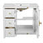 Armoire de rangement de salle de bain moderne de 36 pouces avec 3 tiroirs, portes en verre double, structure en bois massif, lavabo en céramique, apparence élégante, structure de rangement pour les articles de toilette, soins de la peau
