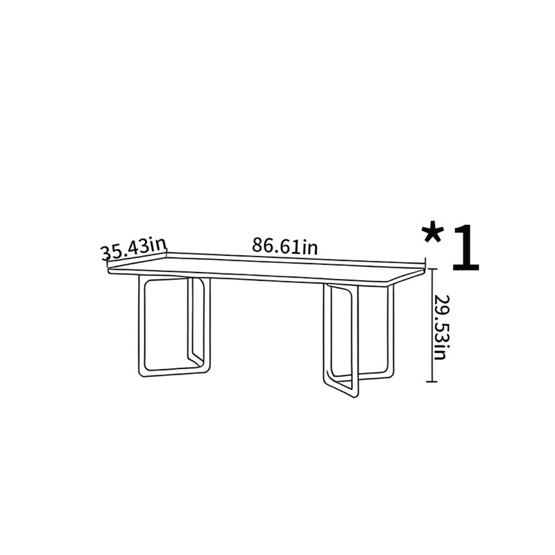 Solid wood desk, 29.53" H 86.61" W x 35.43" D