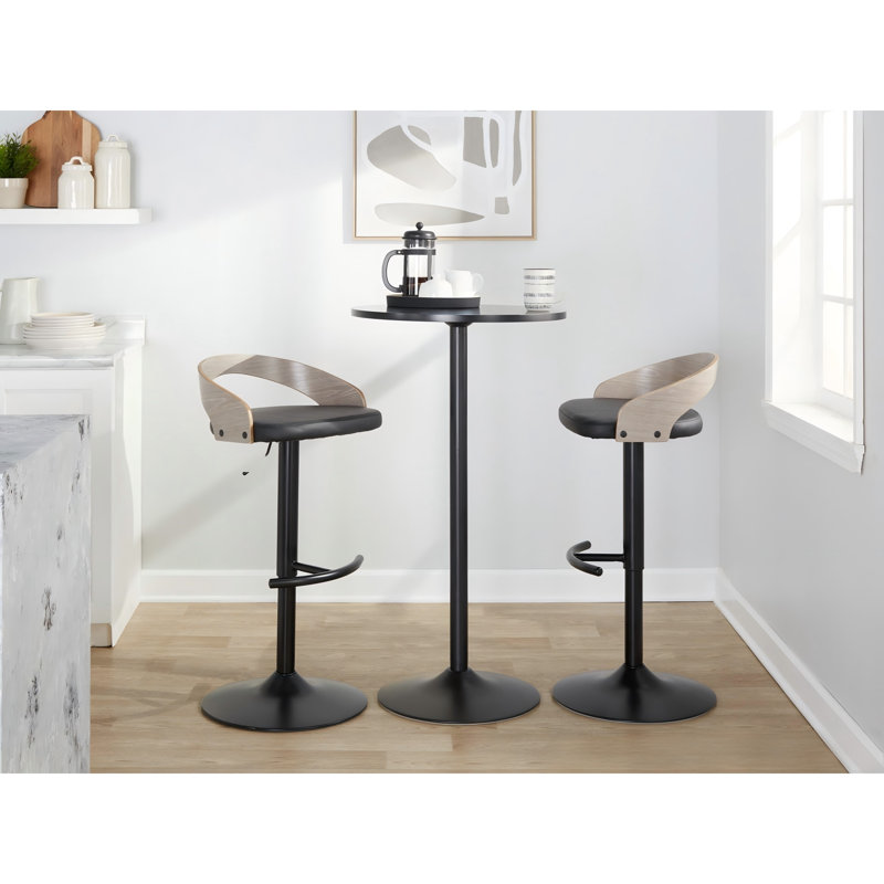 Tabouret de bar réglable, Taupe / Noir, Noir, 1