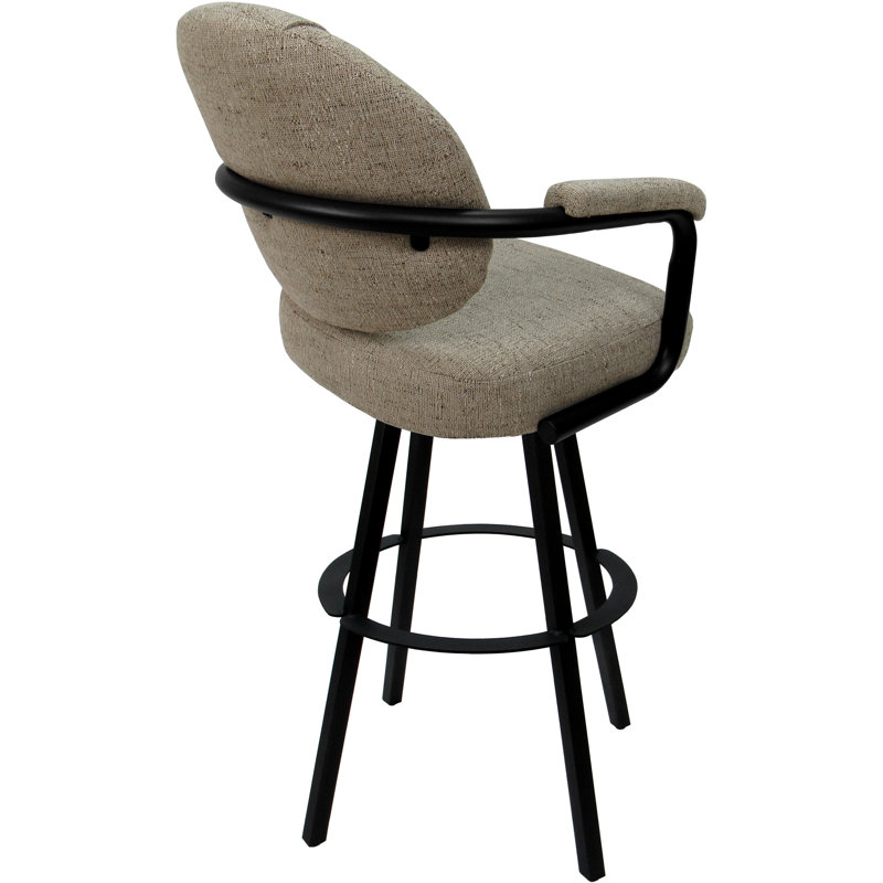 Tabouret de comptoir pivotant 30 po Mahlum, Mélange de polyester bois flotté / structure noi
