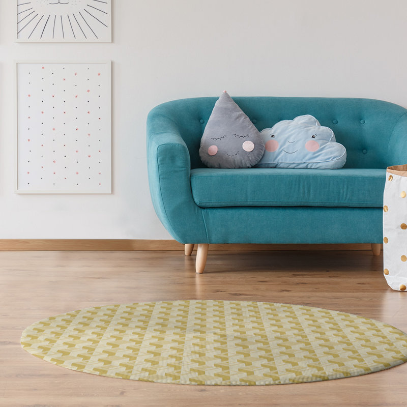 Chenille Geometric Indoor Rug, Round 5'
