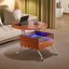 Table basse ronde à plateau relevable avec roues, structure en métal et éclairage multicolore de 27,6 po