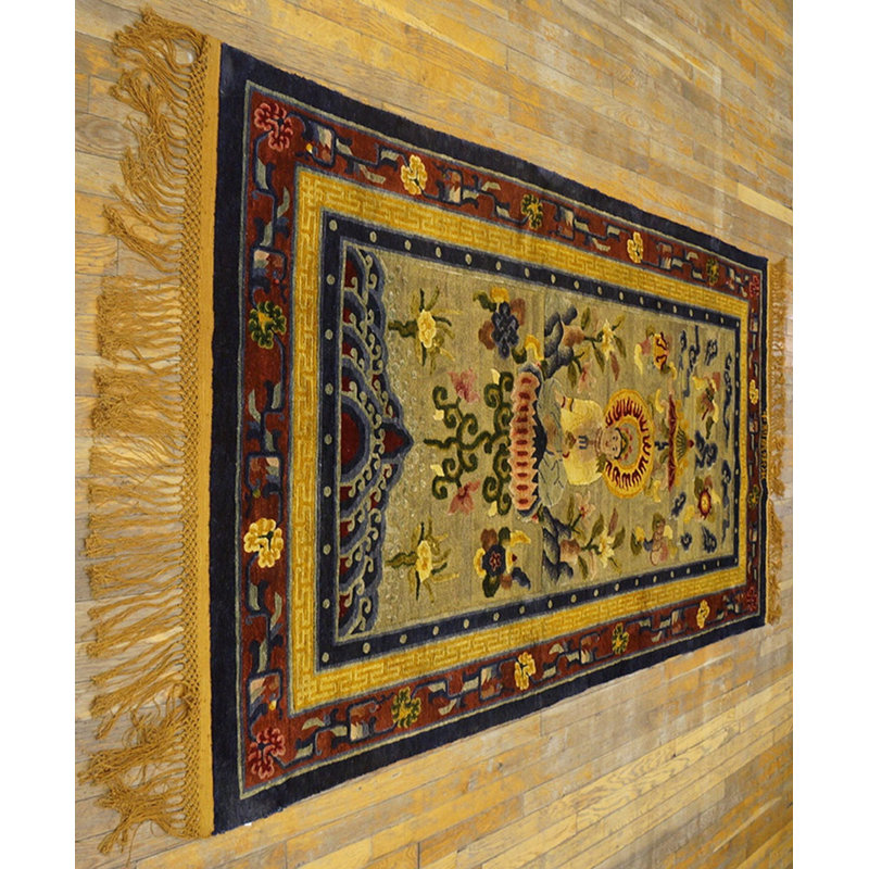 Hand Knotted Silk Area Rug in Brown