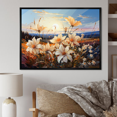 Beautily Lilies Field On Mountains I sur impression sur toile