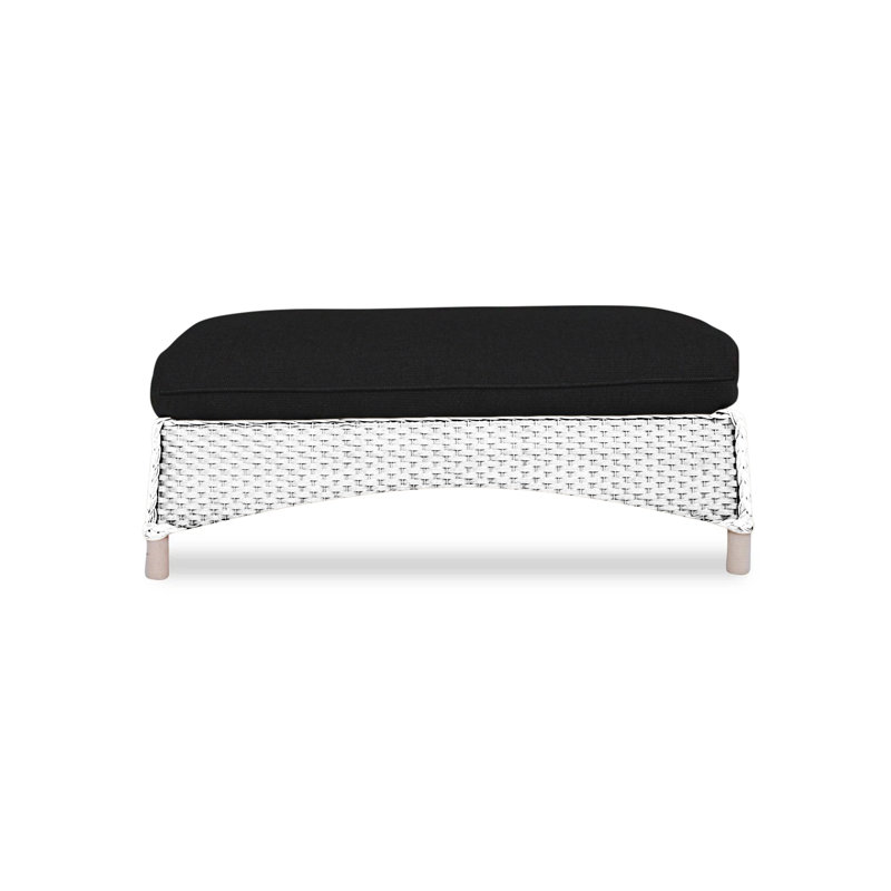 Mandalay Outdoor Ottoman, Canvas Black Sunbrella® Canvas, White