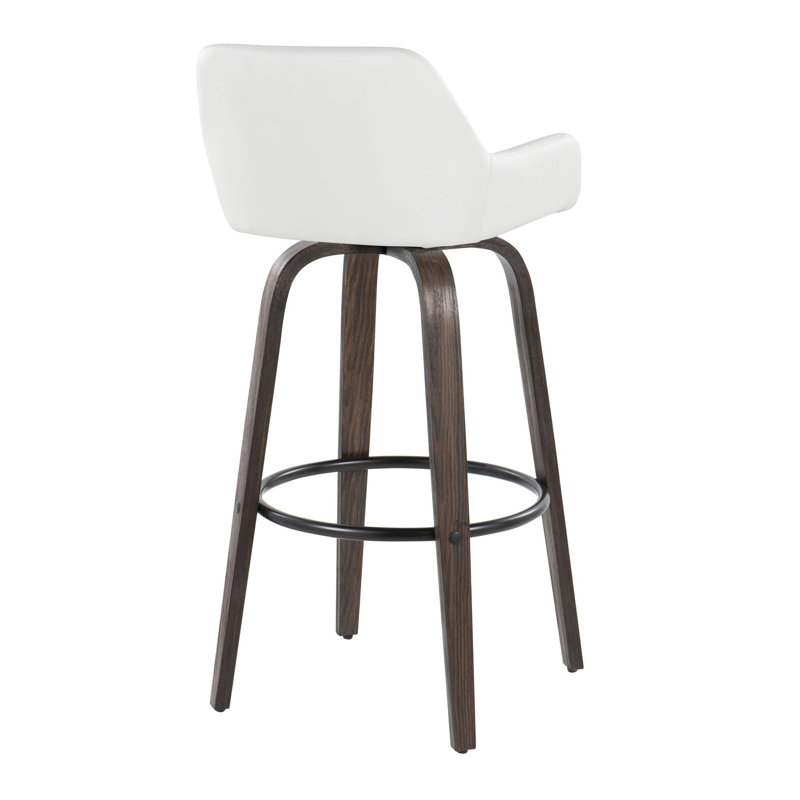 Contemporary Fixed-Height Barstool, White, Charcoal/Black