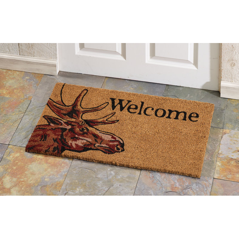 Moose Welcome 30 in. x 18 in. Non-Slip Indoor Outdoor Door Mat