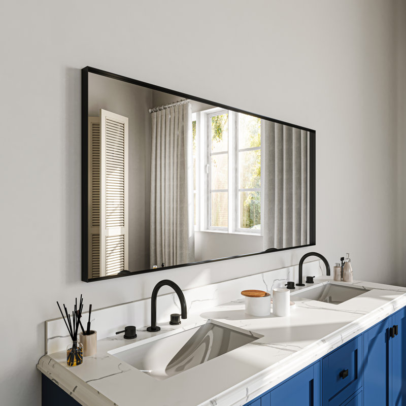 Miroir de salle de bain mural, Noir, noir, noir, noir, 60 po x 28 po