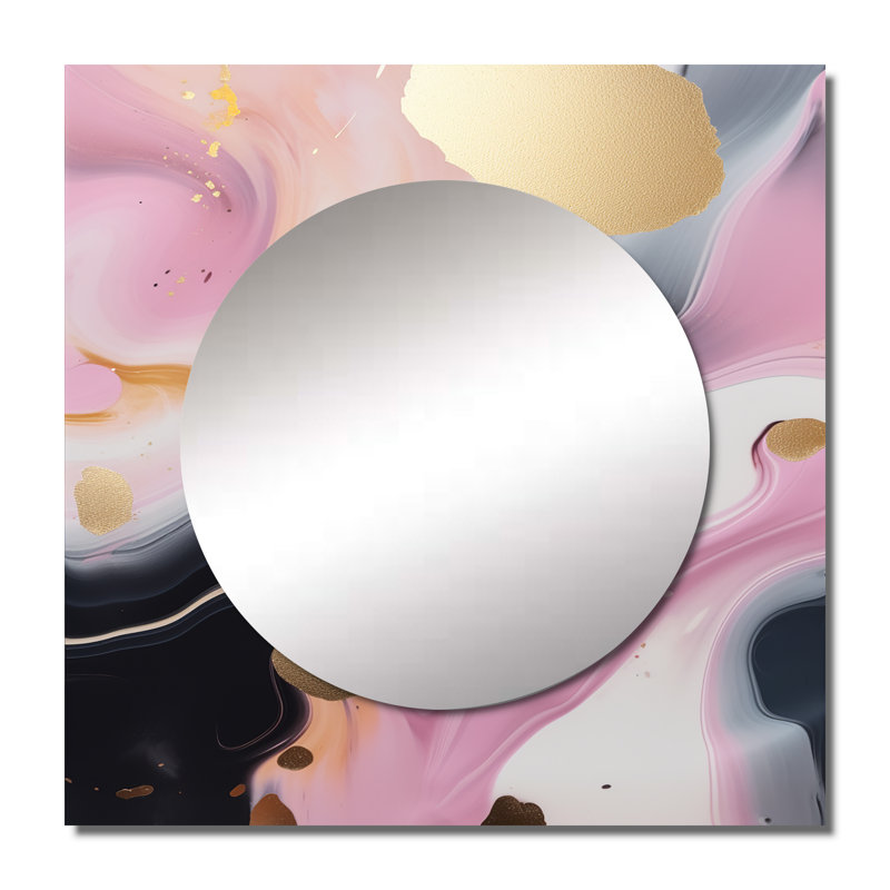 Meriton - Miroir abstrait mural carré en marbre pour chambre à coucher, 23 po x 23 po