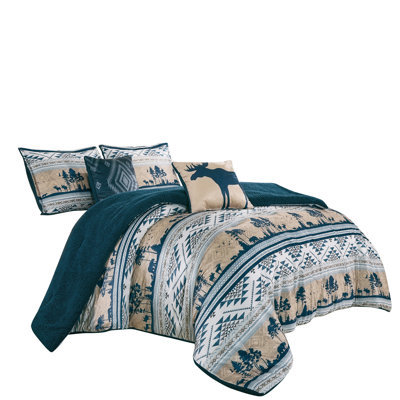 Lodgeliving 5 Pc Velvet Reversible Comforter Set