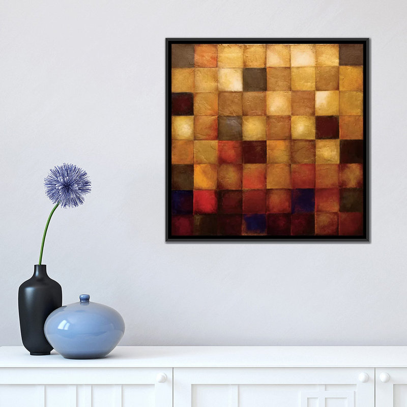 «Cerveny», reproduction d'art sur toile, H 18 po x l 18 po x P 1,5 po, Toile avec cadre noir, Pas de tapis