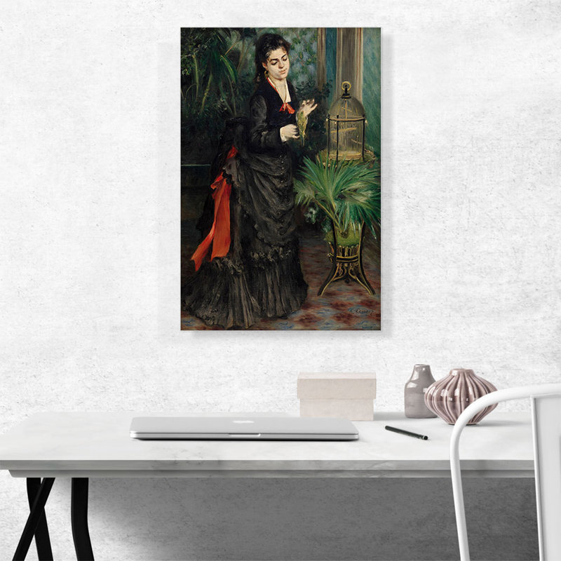 «Woman with Parakeet 1871» par Pierre-Auguste Renoir, reproduction d'art sur toile tendue, H 26 po x l 18 po x P 0,75 po