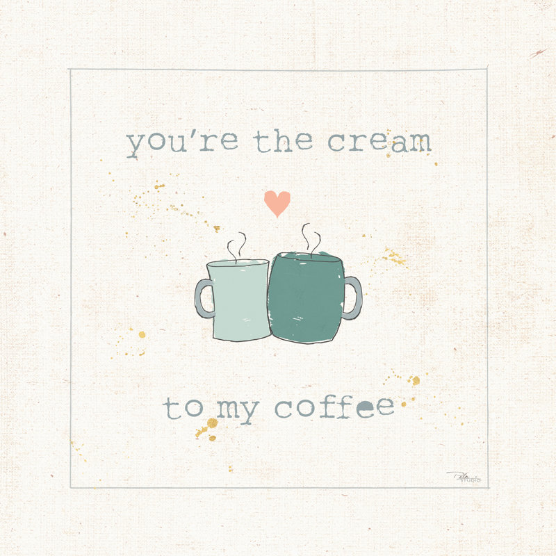 «Coffee Cuties II Pastel» par Pela Studio - impression sur toile tendue, H 20 po x l 20 po, Non, Toile avec cadre flottant or