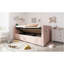Lit de jour rembourré de taille simple, cadre de lit simple à rangement hydraulique avec chargement USB et Type-C, cadre de lit avec lattes de bois et dossier de canapé capitonné, rose, velours (sans matelas)