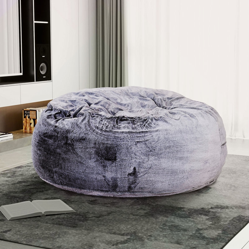 Fauteuil à billes classique en fausse fourrure à mémoire de forme de 5 pi, fauteuil de salon, fauteuil à billes doux et confortable