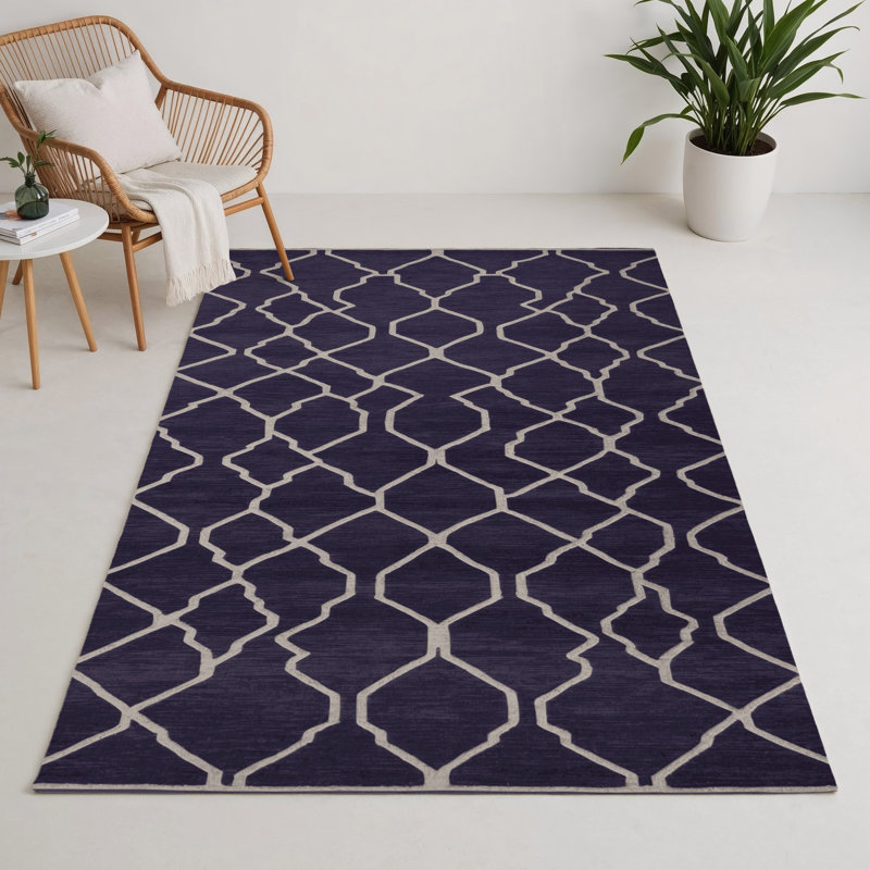 Tapis mauve intérieur et extérieur Trellis, Rectangle 5 pi x 7 pi
