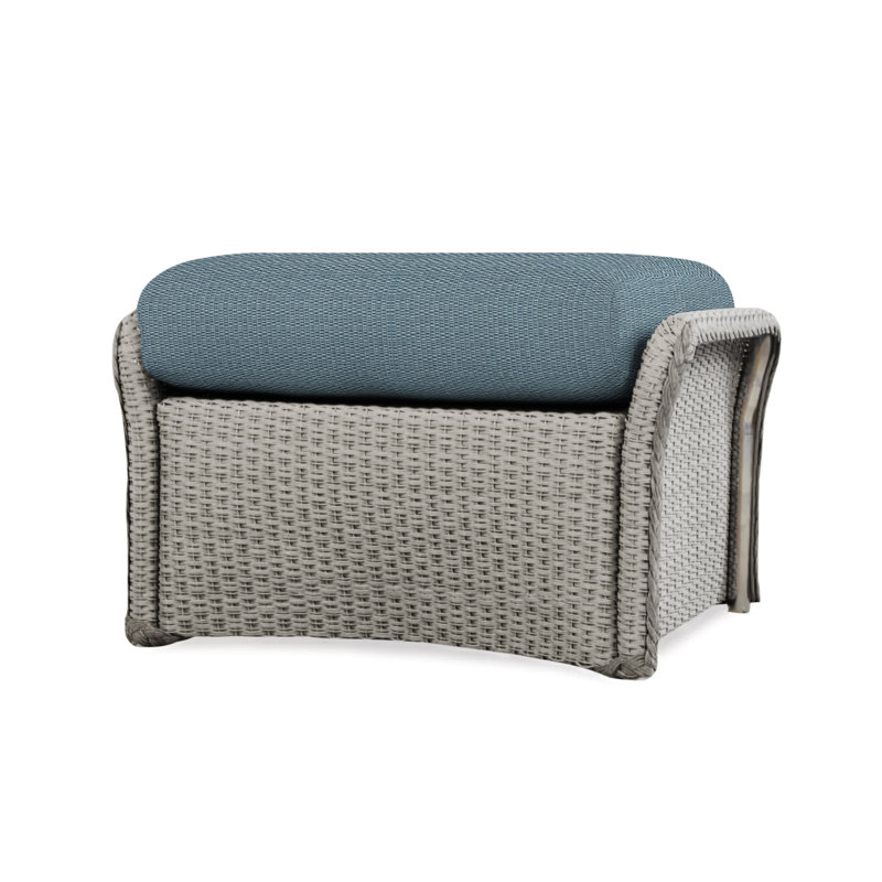 Weekend Retreat Outdoor Ottoman, Flagship Lapis Sunbrella®, Pewter