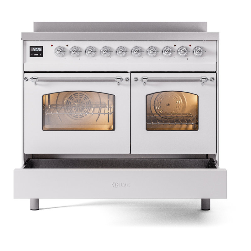 ILVE Nostalgie II 40 in Induction Range, White/Chrome