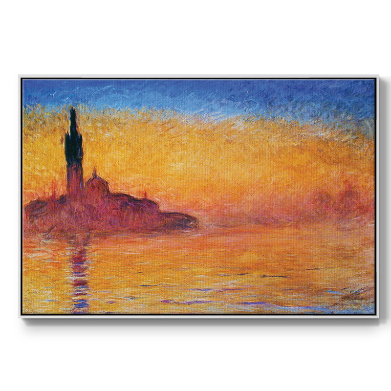 Monet, reproduction d'art encadrée sur toile par Claude Monet, H 17 po x l 25 po x P 2 po, Blanc