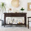 Console de style rétro classique avec trois tiroirs supérieurs et une tablette inférieure de style ouvert, facile à assembler (espresso)-1285061533-1285061530-1285061543