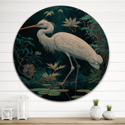 White Stork Standing in A Forest Pond I - Print on Wood