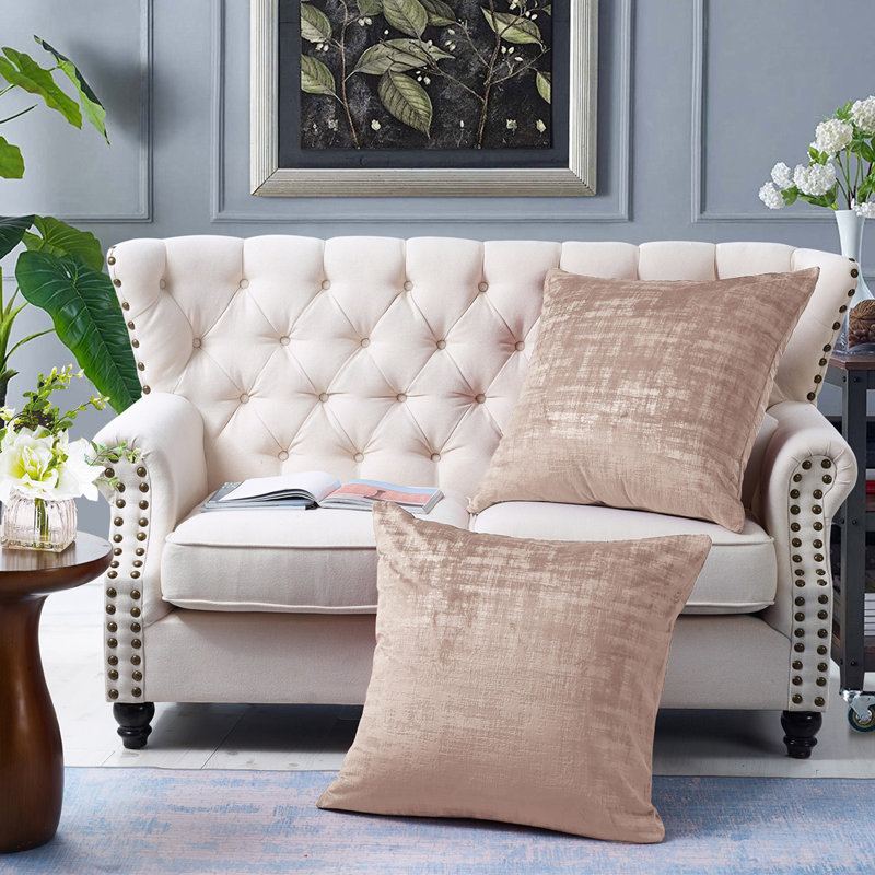 Housse de coussin réversible en velours texturé Euro, Tapioca