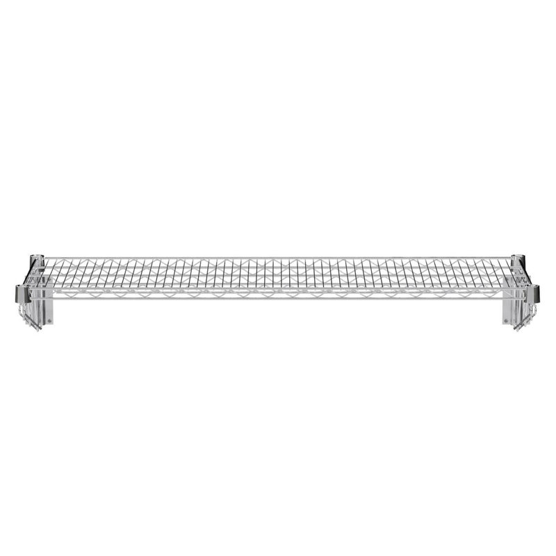 Chrome Wire Wall Mount Shelf, 8" H x 48" W x 18" D