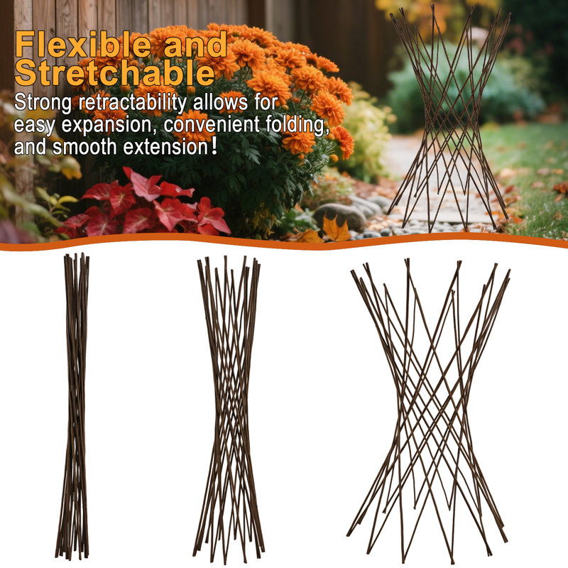 Width Expandable Wood Expanding Trellis, 48" H x 13" W x 3" D