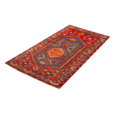 Tapis rouge noué à la main unique 3 pi 11 po x 6 pi 9 po Andelz