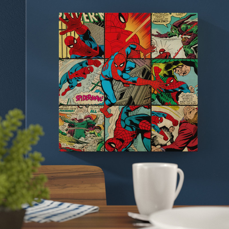 Spider-Man Squares Graphic Art Print on Canvas, 85cm H x 85cm W x 3.8cm D