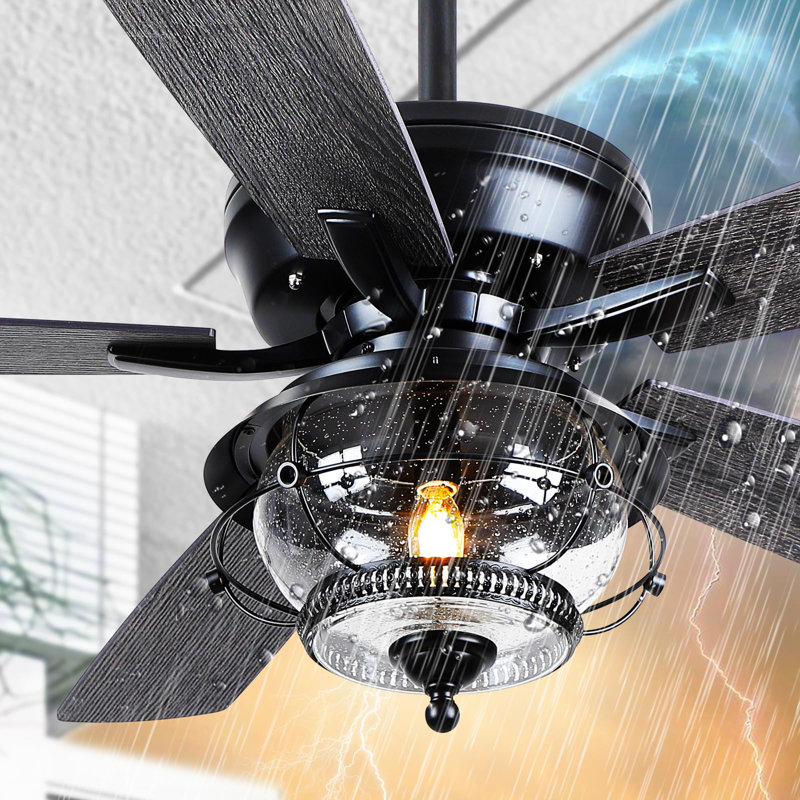 Ventilateur de plafond 52 po à 5 pales en cristal moderne avec lumières et télécommande