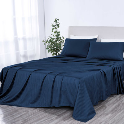 Bibb Home 1000 Thread Count 100% Egyptian Cotton Stripe Sheet Set