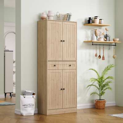 Kitchen Pantry Storage Cabinet, 71" H Farmhouse Pantry Cabinet With 4 Doors Drawer, Freestanding Cupboard With Adjustable Shelves, Rustic Cupboard F