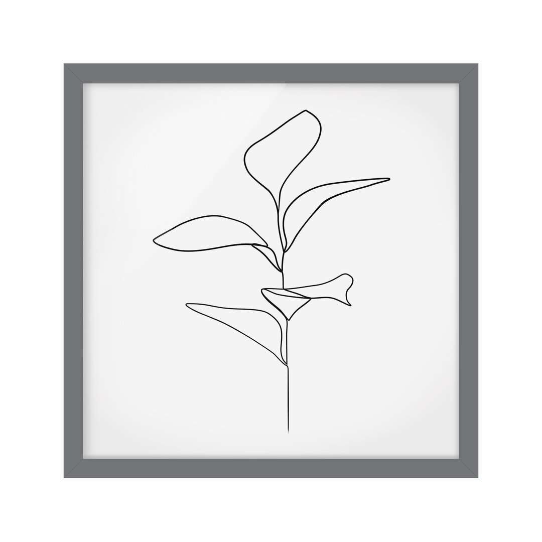 Gerahmtes Poster Line Art Plant Leaves