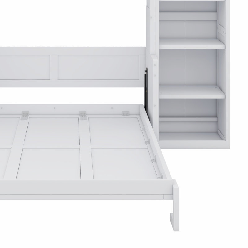 Lit escamotable avec bureau et bibliothèque Murphy, Lit double , White