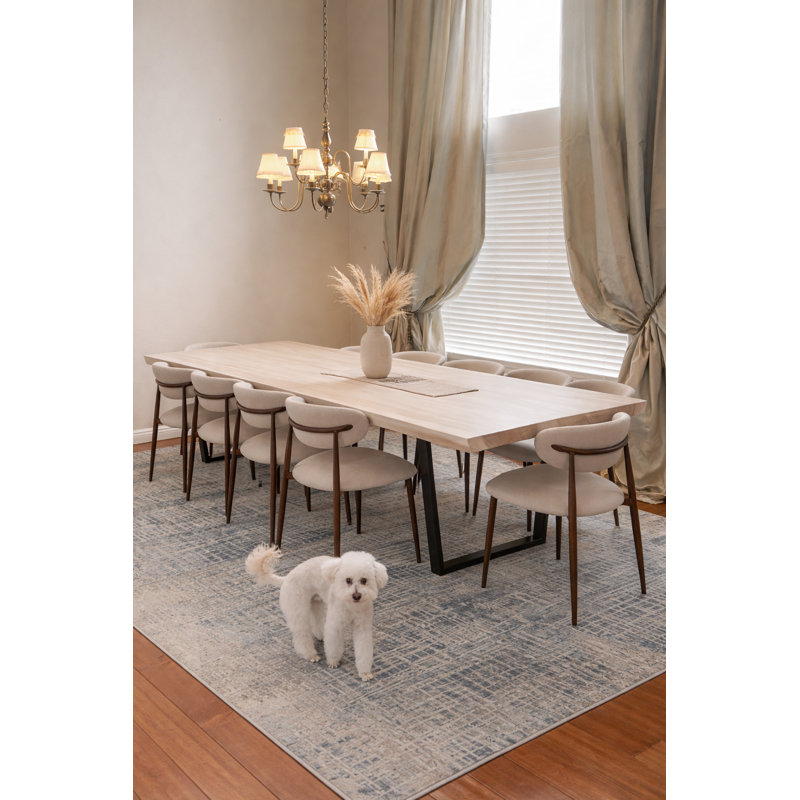 Table de salle à manger en bois massif 94 po Live Edge - Blanc, H 30 po x L 94 po x l 40 po, Blanc