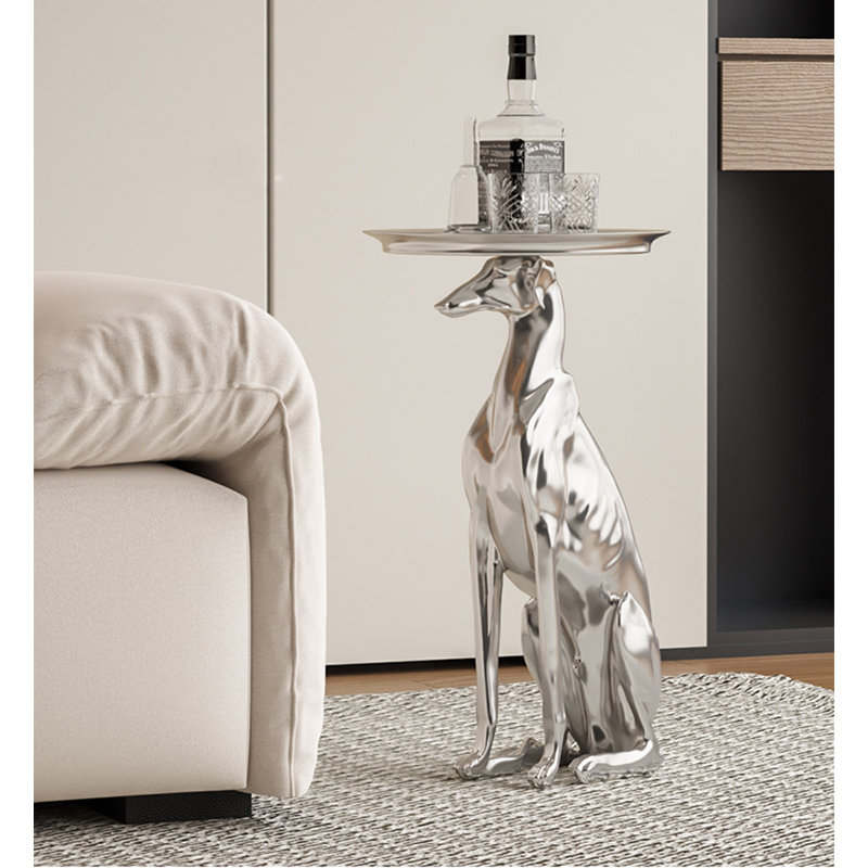 Sculpture créative avec plateau en résine, Argent argent