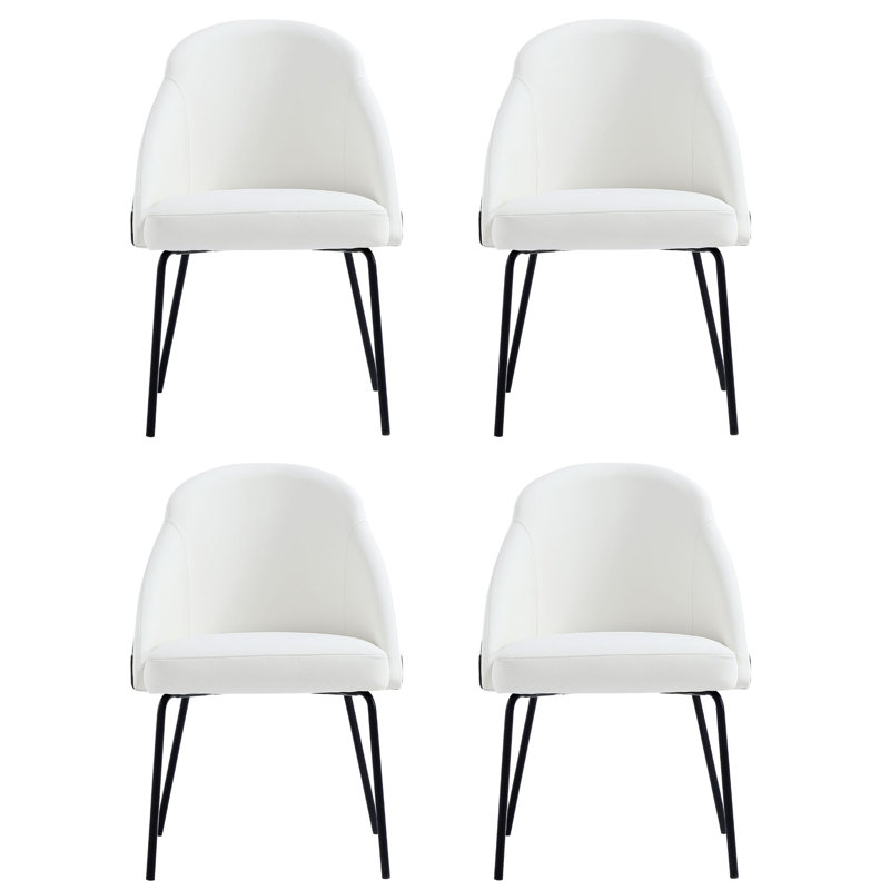Fakenham Leatherette Dining Chair with Steel Legs, Black, White, 4