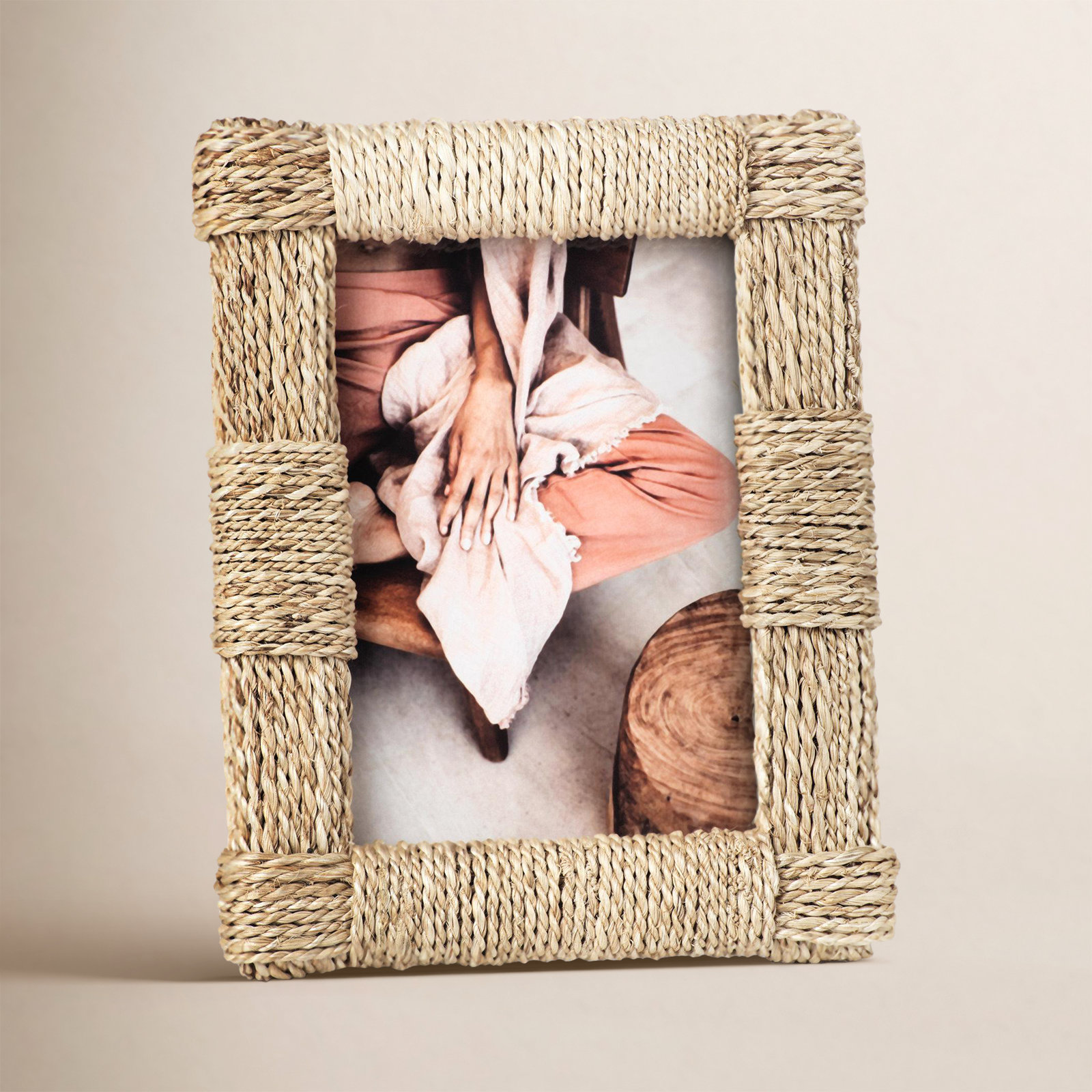 Hamburg Beige Abaca Picture Frame, 5" x 7"
