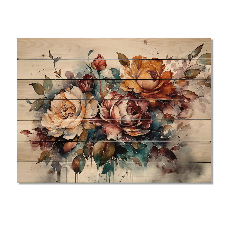 «Debro Blooming Vintage Flowers I» sur impression sur bois, H 24 po x l 32 po x P 0,78 po