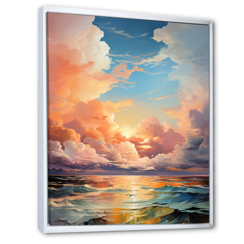 Benzonia " Clouds Skys Canvas IV ", White Floater Framed, 32" H x 24" W x 1" D