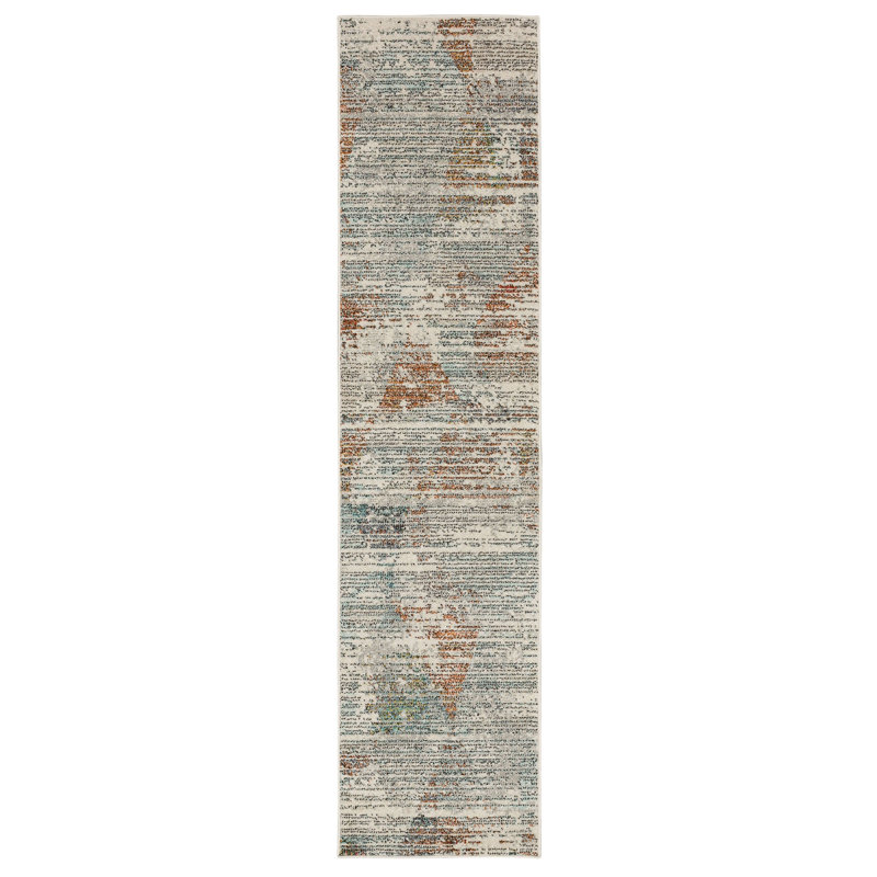 Attlee Grey Modern Abstract Geometric Area Rug, Runner 1'11" x 10'