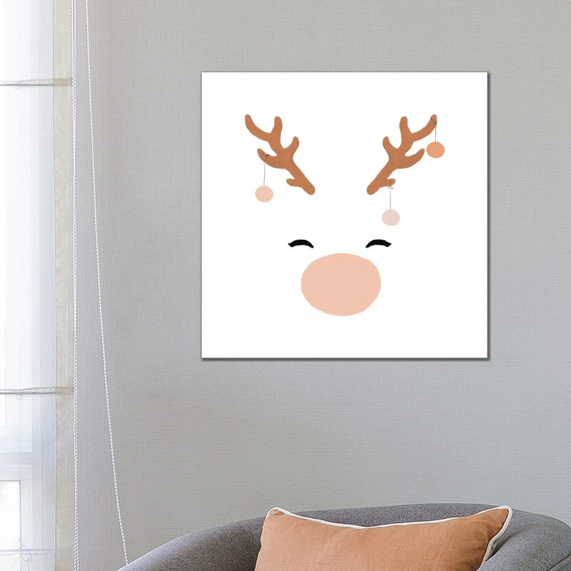 Deer And Baubles - Wrapped Canvas Painting, 66.04 cm H x 66.04 cm W x 1.91 cm D