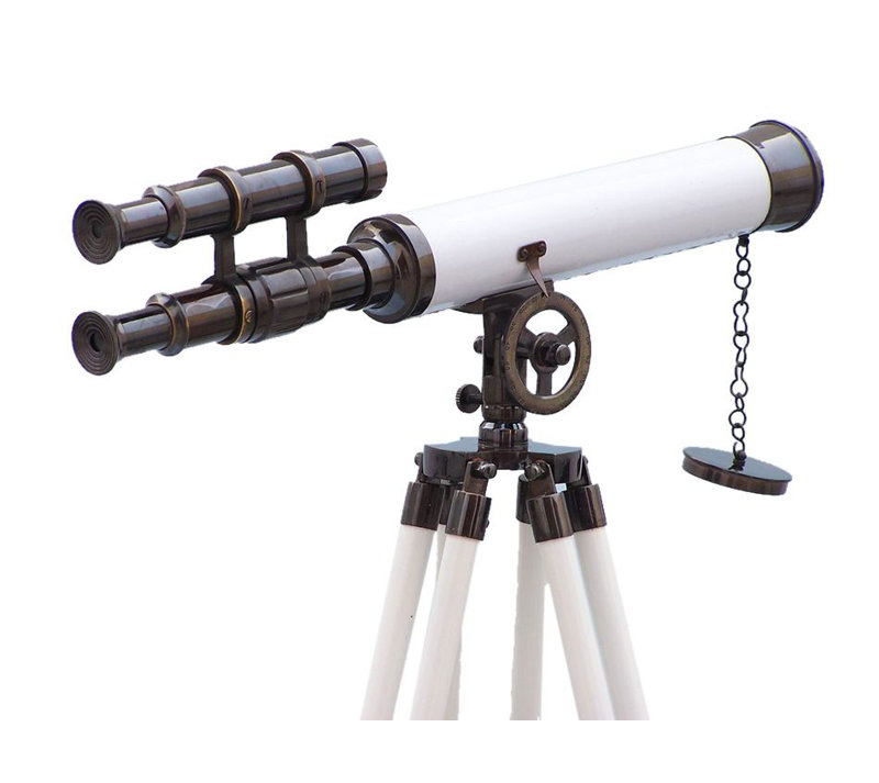 Griffith Astro Entertainment Decorative Telescope, Black/ White Leather