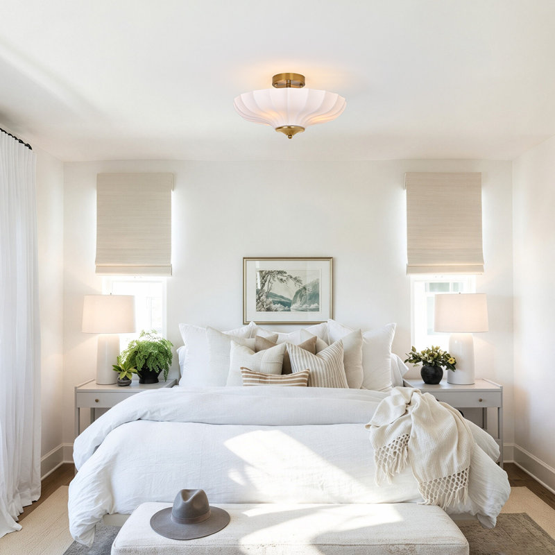 Plafonnier semi-encastré 3 lumières Modern, Laiton