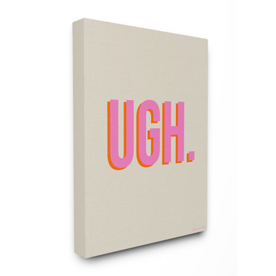 Neon Pink Red and Grey UGH Canvas Wall Art by House of Lulu
