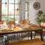Teddy Acacia Rectangular Wood Top Dining Table with Stainless Steel Base